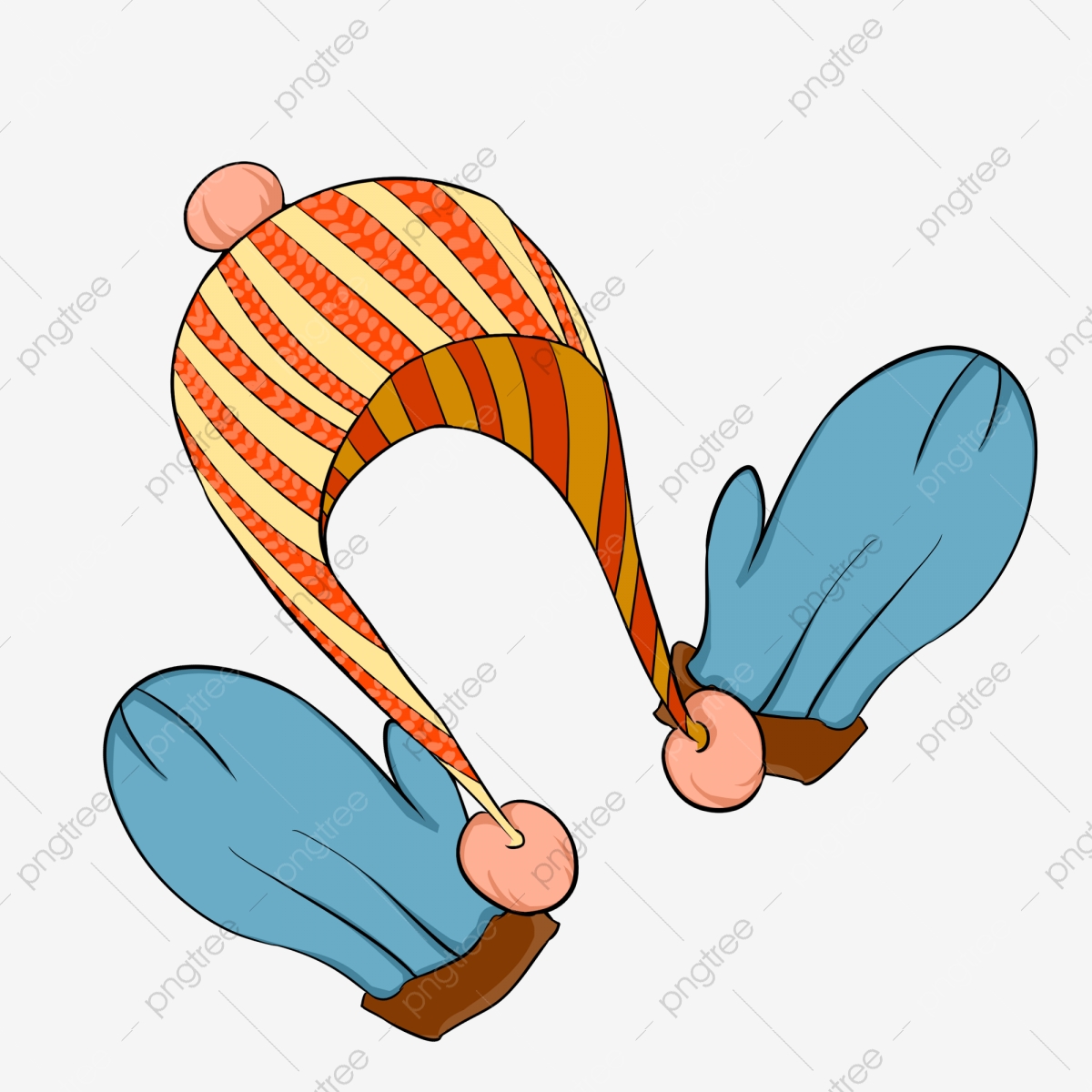 pngtree orange hat pink hair ball blue gloves keep warm in winter png image 3892571