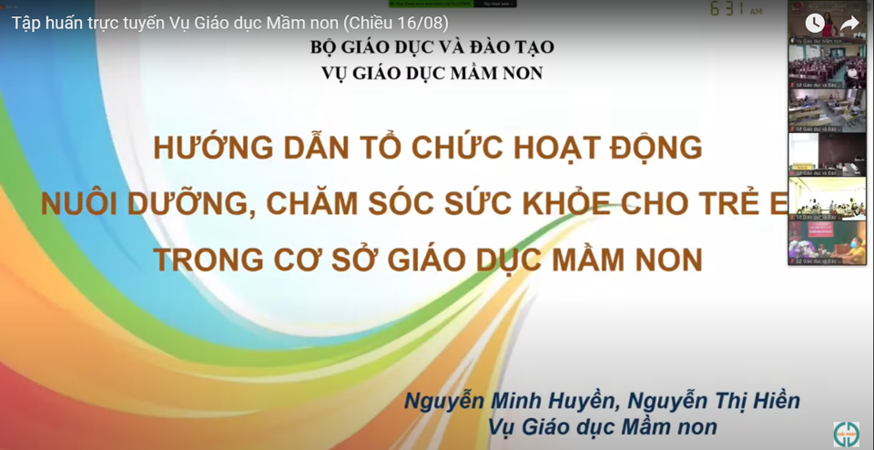 Tập huấn trực tuyến Vụ giáo dục mầm non chiều 16.8