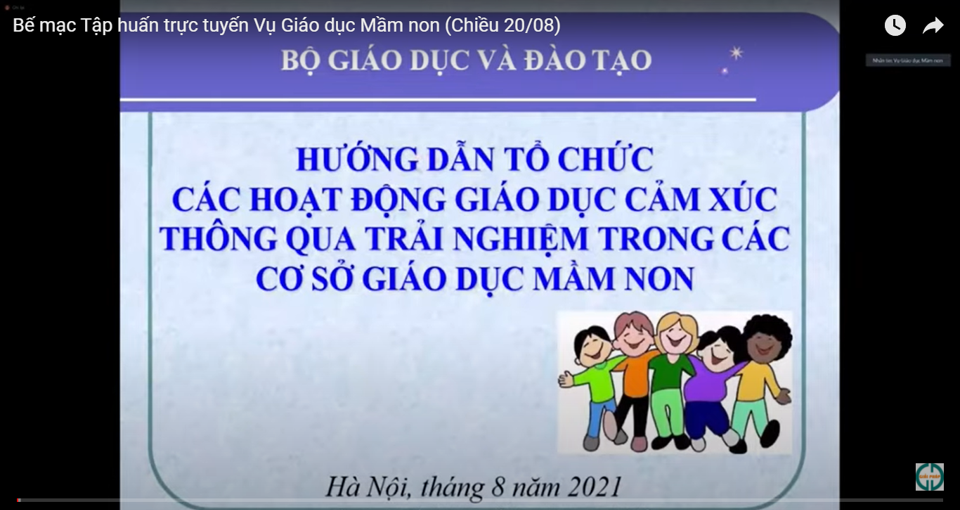 Tập huấn trực tuyến Vụ giáo dục mầm non chiều 20.8