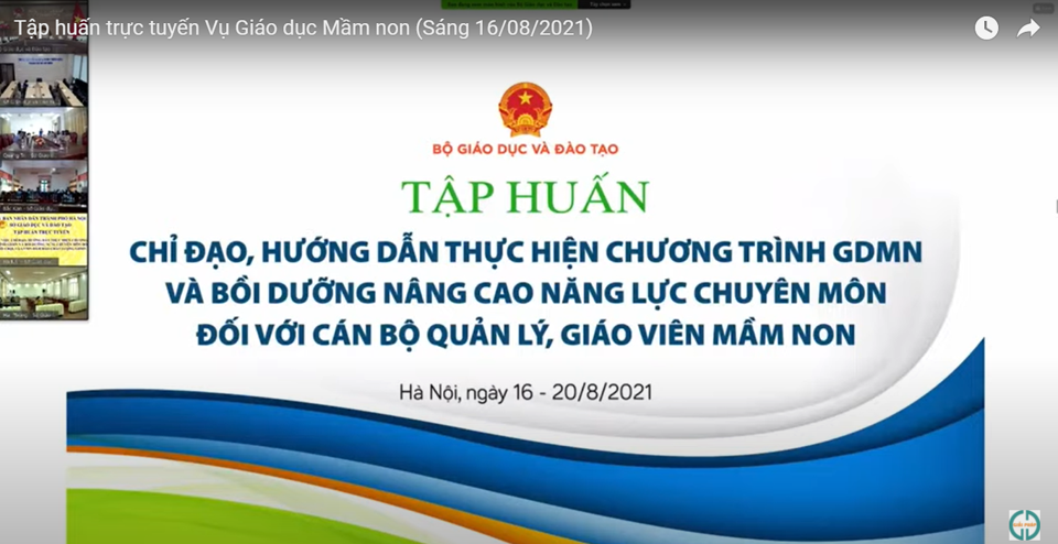 Tập huấn trực tuyến Vụ giáo dục mầm non sáng 16.8